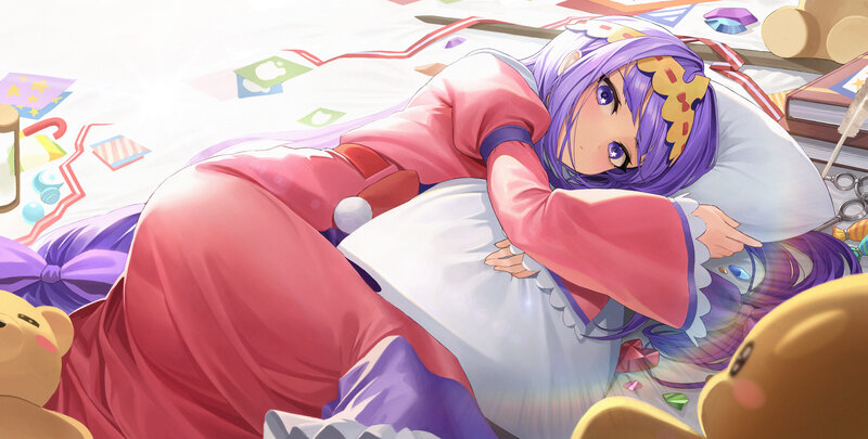 Purple-haired Girl Sleeping — Purple, Peaceful, Morning, Anime
