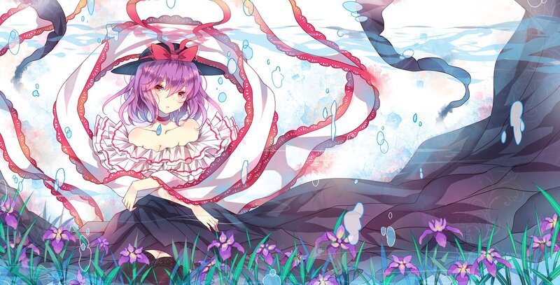 Purple-haired Girl Underwater — Purple, Serene, Anime