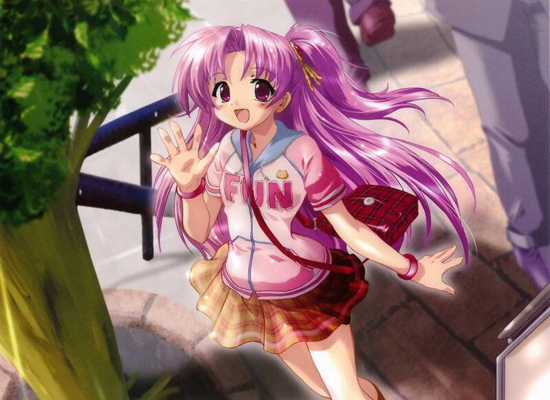 Purple-haired Girl Waving