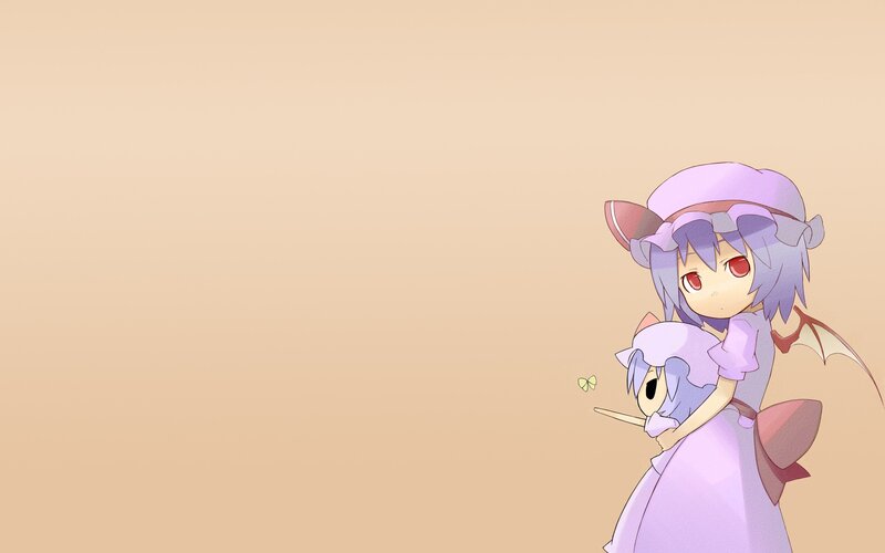 purple-haired girl with a doll