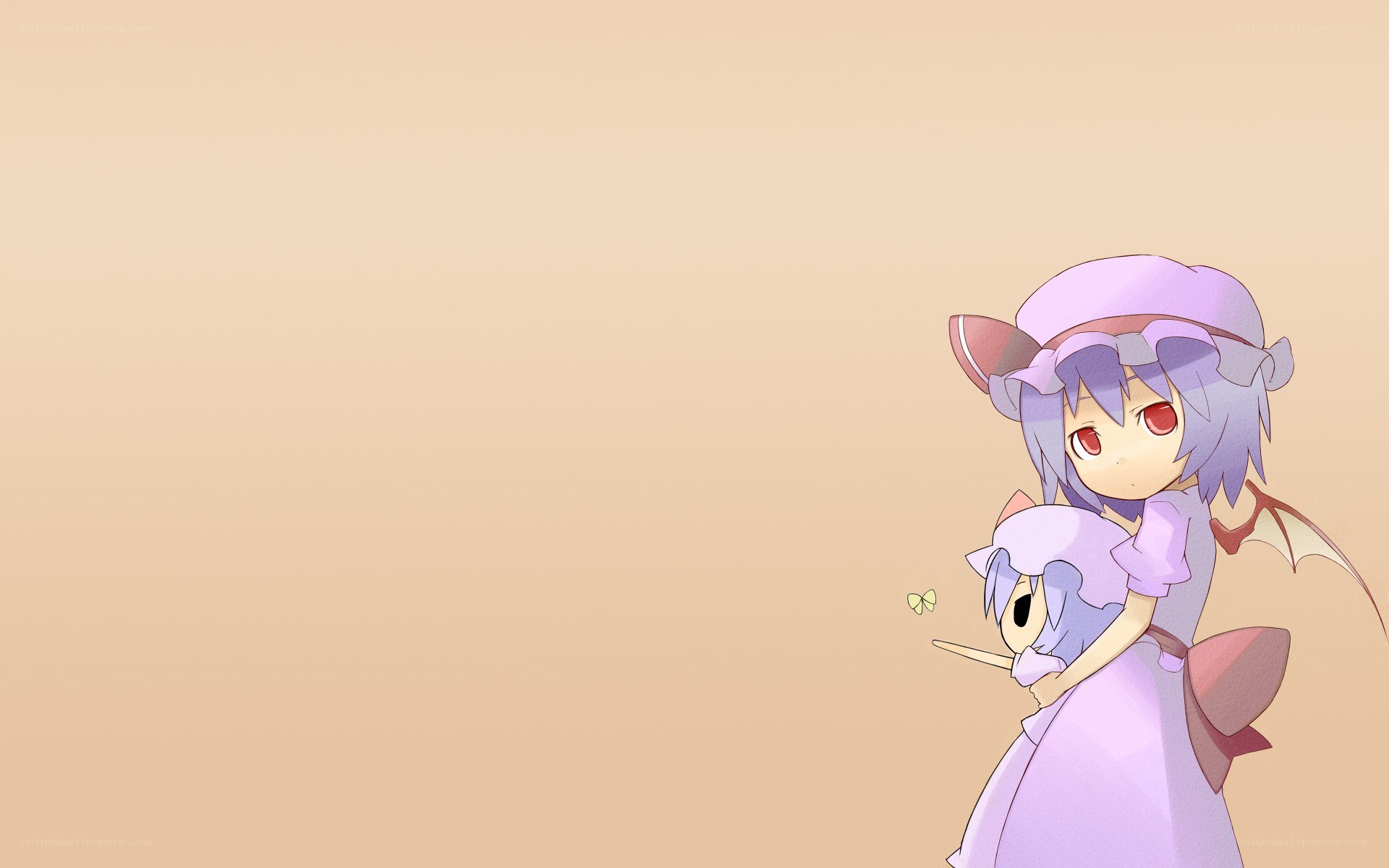 purple-haired girl with a doll