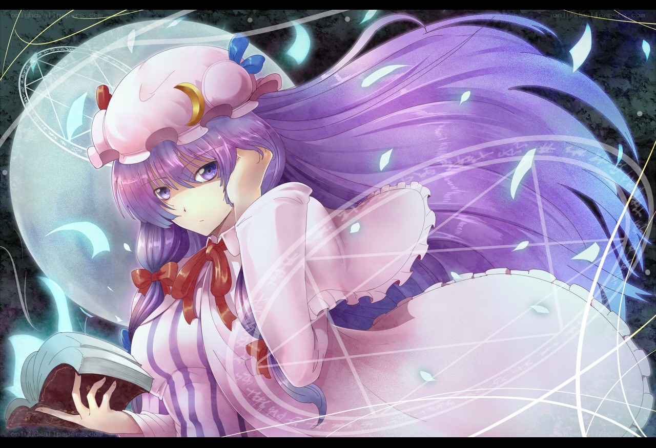 purple-haired girl with book