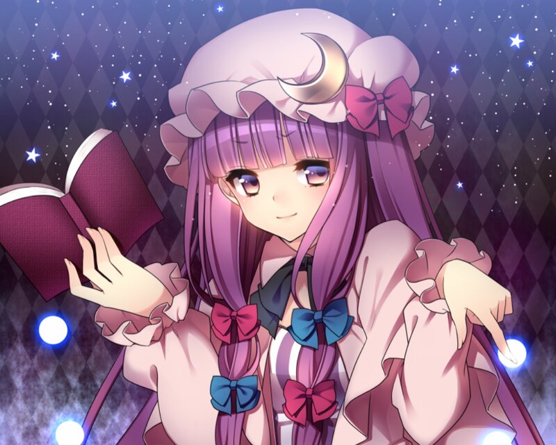 Purple-haired Girl with Book — Purple, Calm, Night