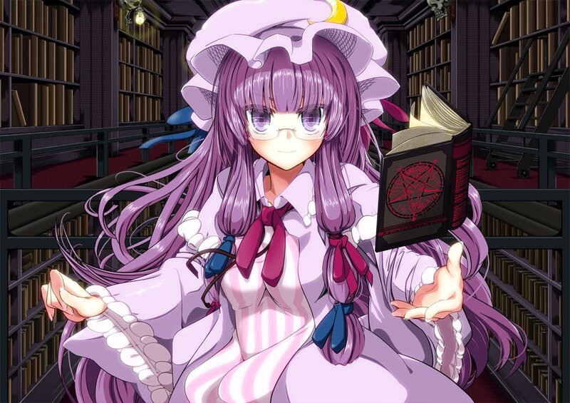 Purple-haired Girl with Book — Purple, Calm