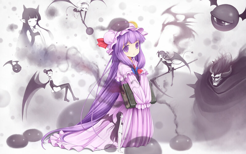 Purple-haired Girl with Book — Purple, Dramatic, Anime