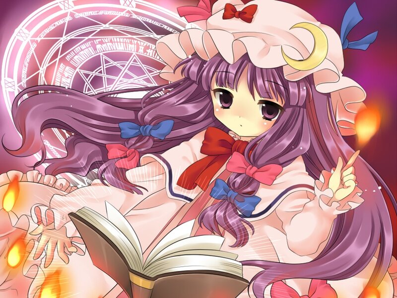 Purple-haired Girl with Book — Purple, Magical, Anime