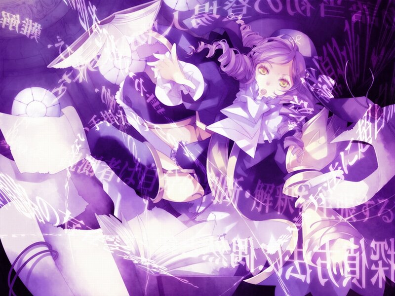 Purple-haired Girl with Books — Purple, Dramatic