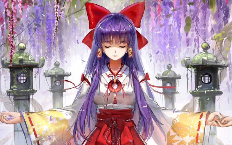 Purple-haired Girl with Bow