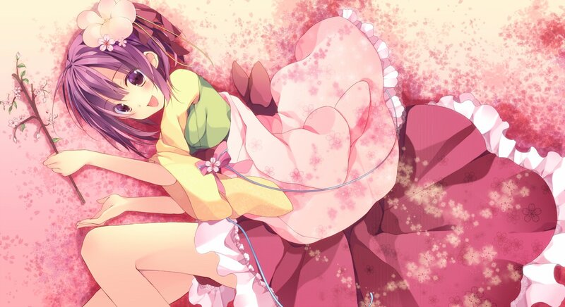 Purple-haired Girl with Branch