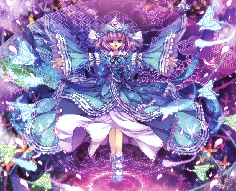 purple-haired girl with butterfly magic