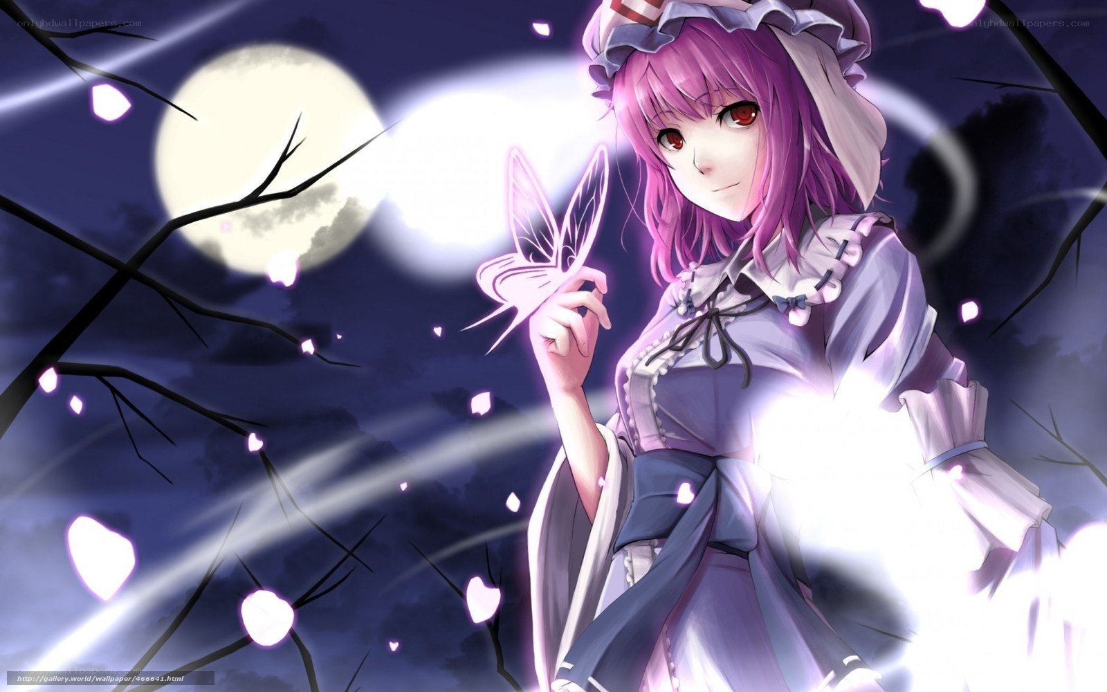 purple-haired girl with butterfly