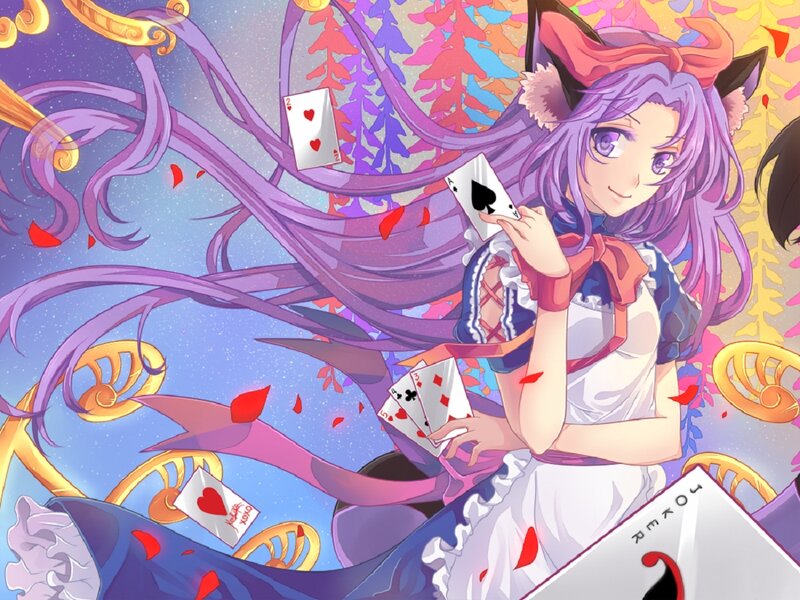 Purple-haired Girl with Cards — Purple