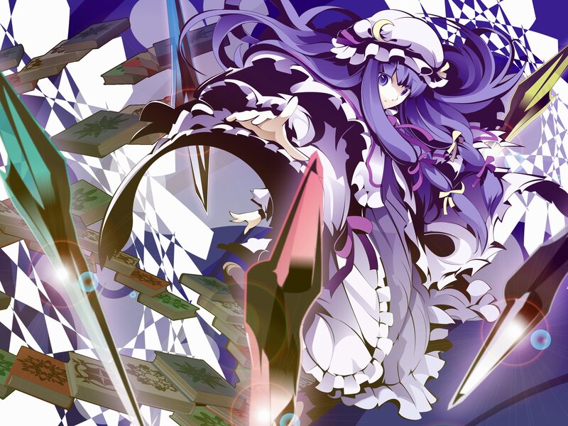 Purple-haired Girl with Cards