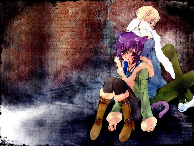 Purple-haired Girl with Cat Ears — Purple, Dramatic, Anime