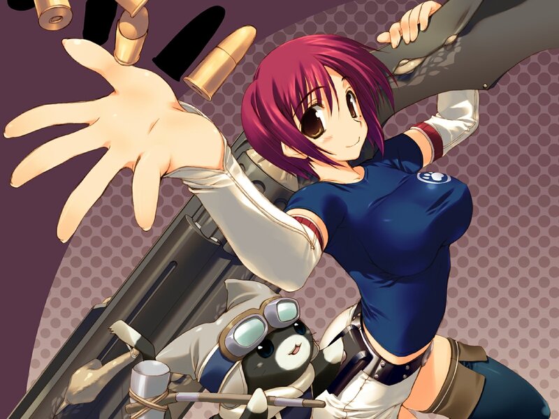 Purple-haired Girl with Cat — Purple, Action