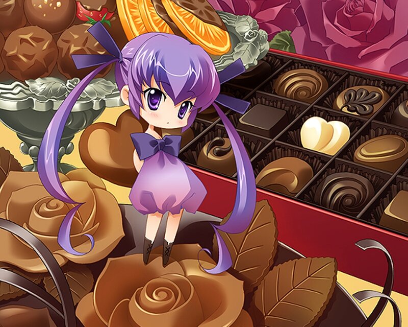 Purple-haired Girl with Chocolates
