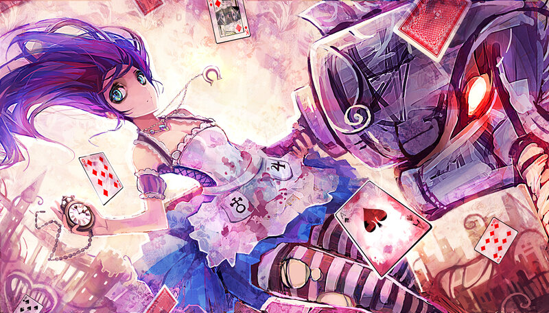 Purple-haired Girl with Clock — Purple