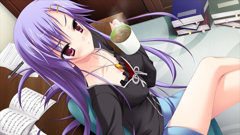 Purple-haired Girl with Coffee — Purple