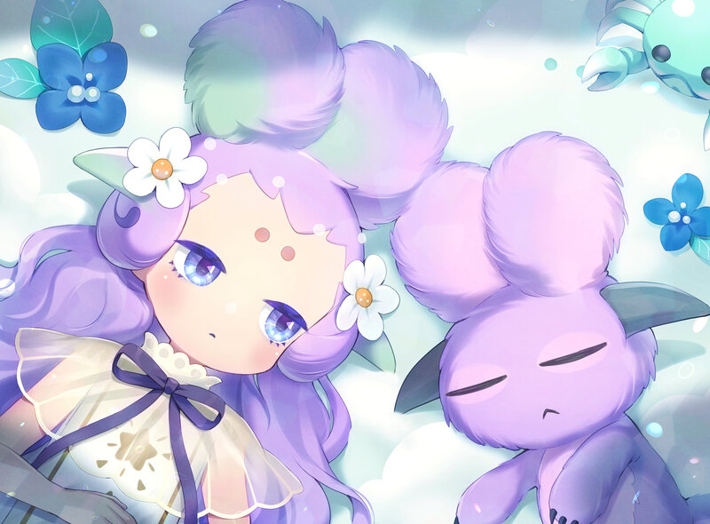 Purple-haired Girl with Creature — Purple
