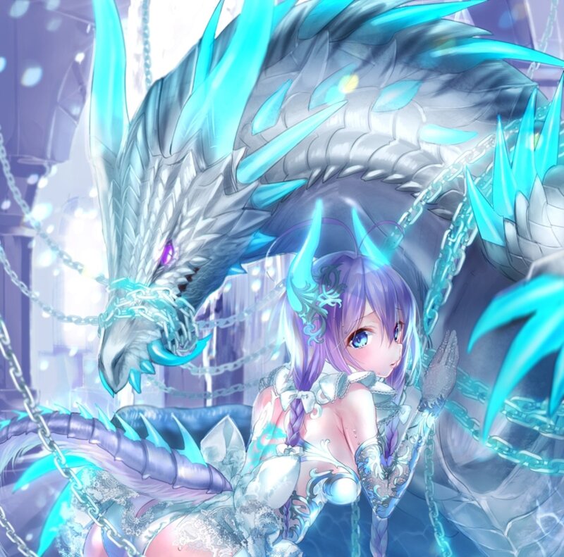 Purple-haired Girl with Dragon — Blue