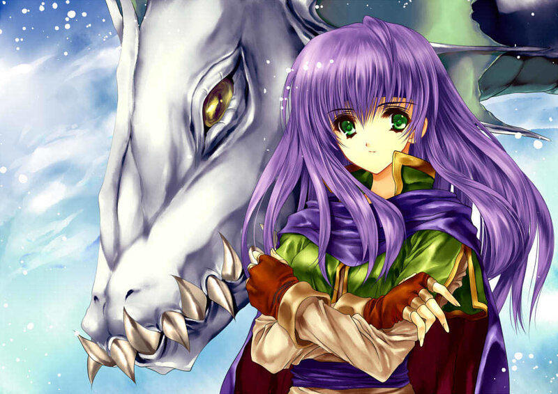 Purple-haired Girl with Dragon — Purple