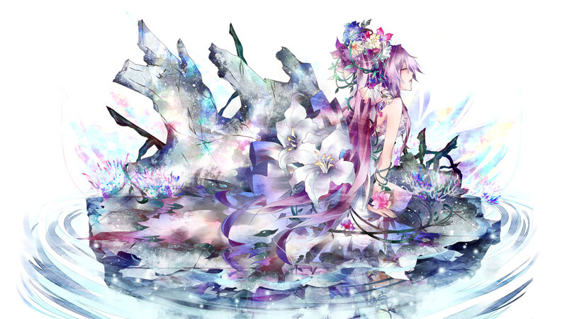 Purple-haired Girl with Flowers — Purple