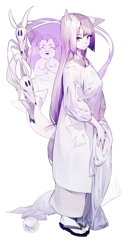 Purple-haired Girl with Fox Ears — Purple