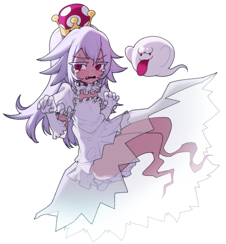 Purple-haired Girl with Ghost
