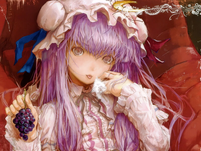Purple-haired Girl with Grapes — Purple