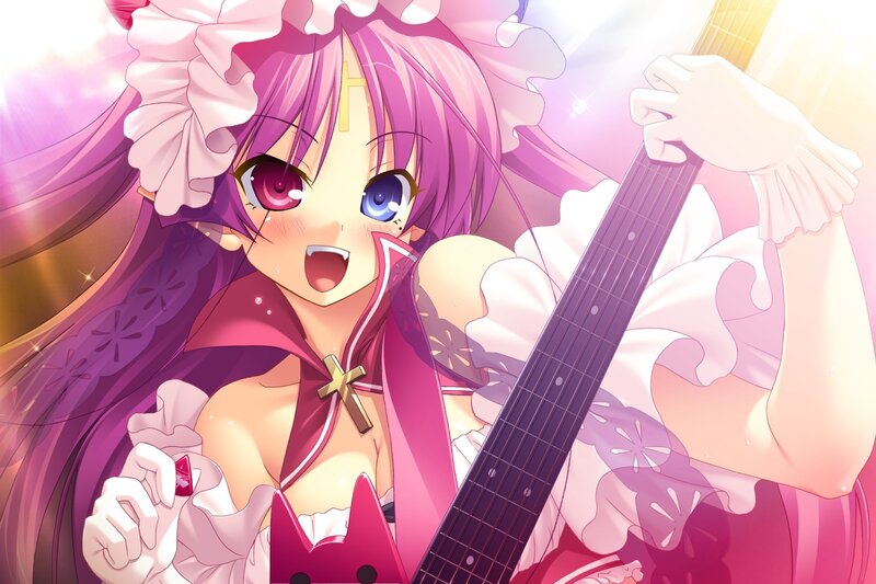 Purple-haired Girl with Guitar