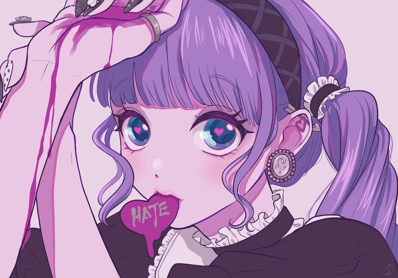 Purple-haired Girl with Heart