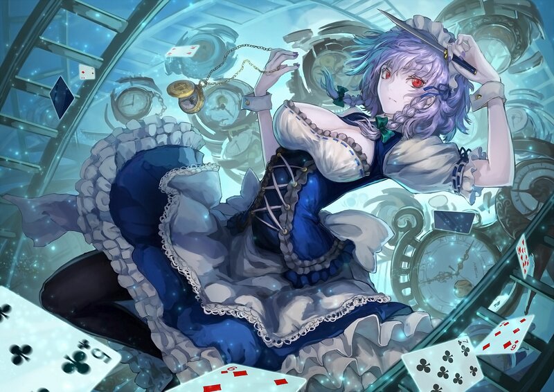 Purple-haired Girl with Knife — Blue