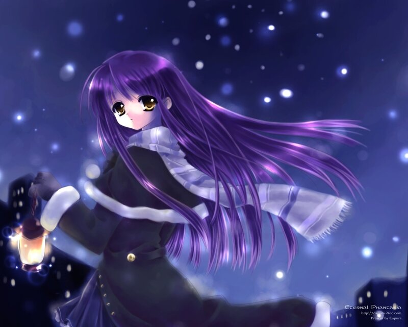 Purple-haired Girl with Lantern — Purple