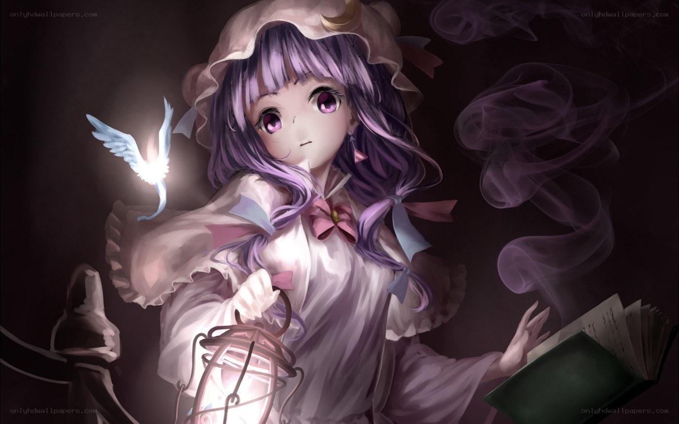 purple-haired girl with lantern