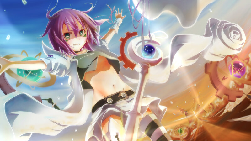 purple-haired girl with magic staff