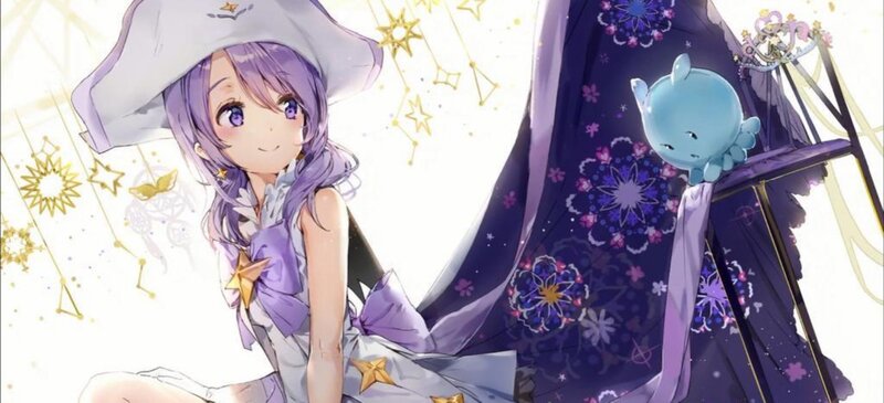 Purple-haired Girl with Plush