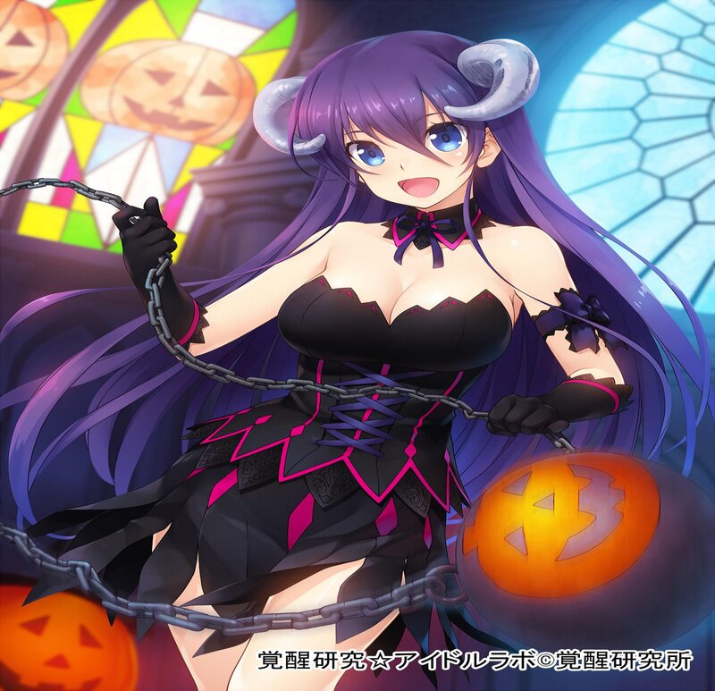 Purple-haired Girl with Pumpkin — Purple