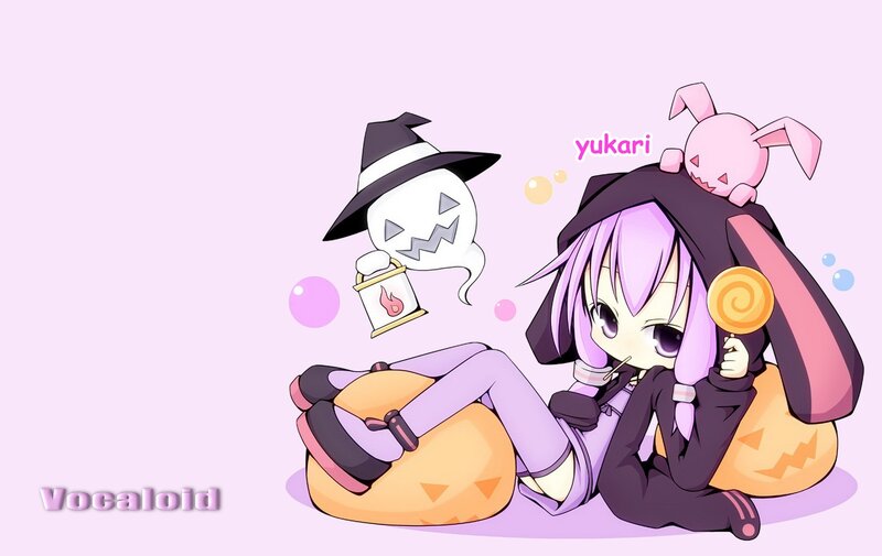 Purple-haired Girl with Pumpkin