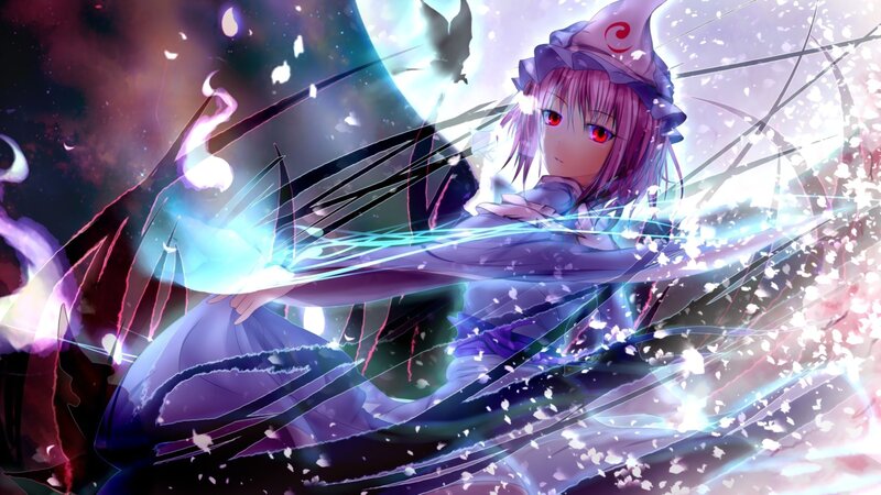 Purple-haired Girl with Red Eyes — Purple, Dramatic, Night