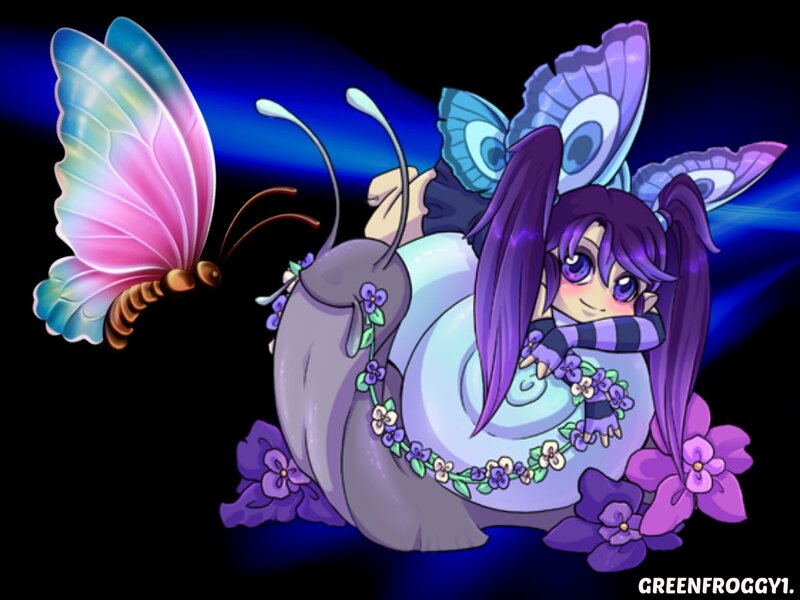 Purple-haired Girl with Snail