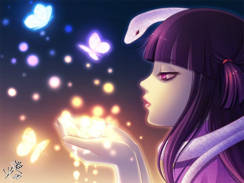 Purple-haired Girl with Snake — Purple