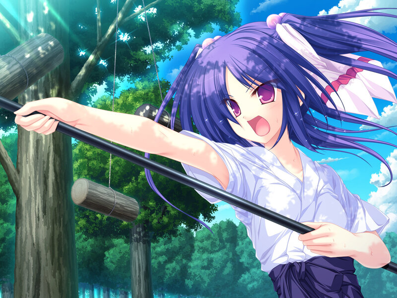 Purple-haired Girl with Staff — Blue