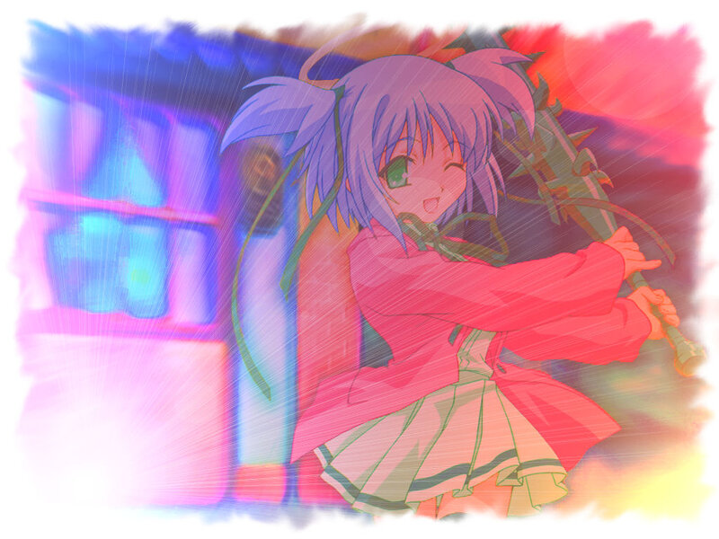Purple-haired Girl with Staff — Pink, Dramatic
