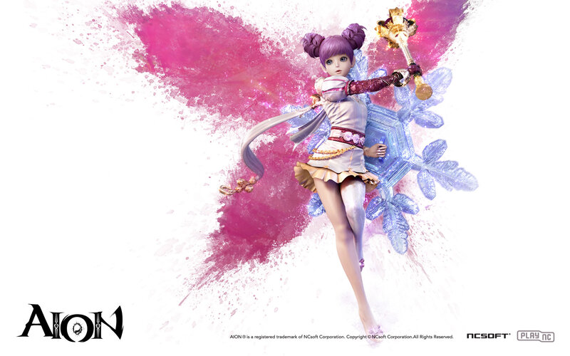 Purple-haired Girl with Staff — Pink