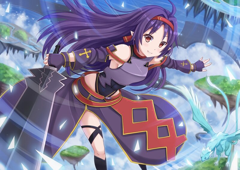 Purple-haired Girl with Sword — Purple, Dynamic