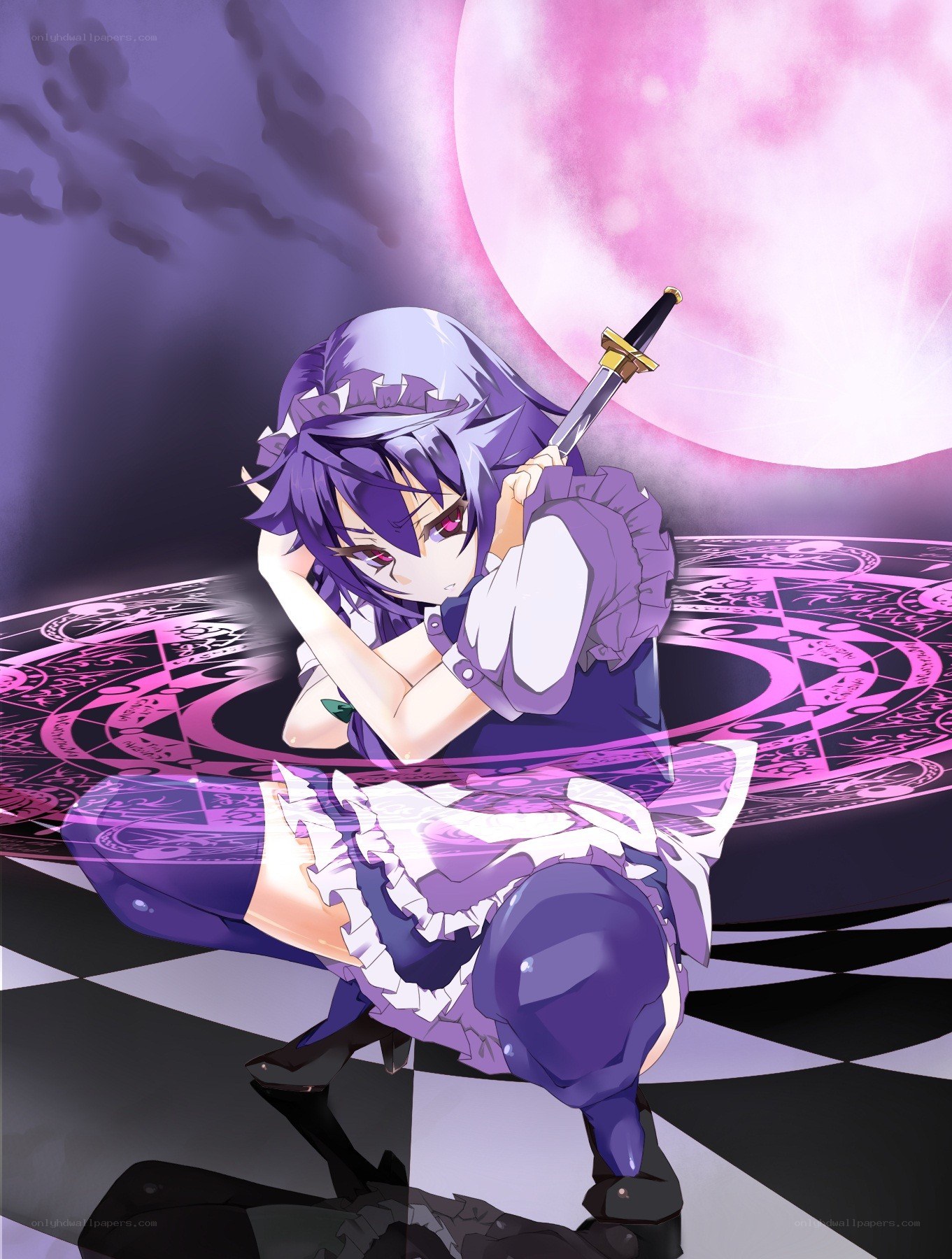 Purple-haired girl with sword