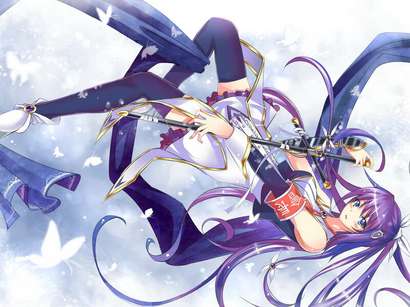 Purple-haired Girl with Swords