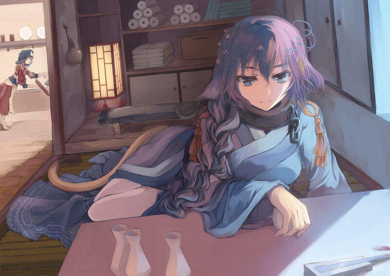 Purple-haired Girl with Tail