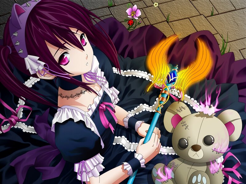 Purple-haired Girl with Teddy Bear — Purple