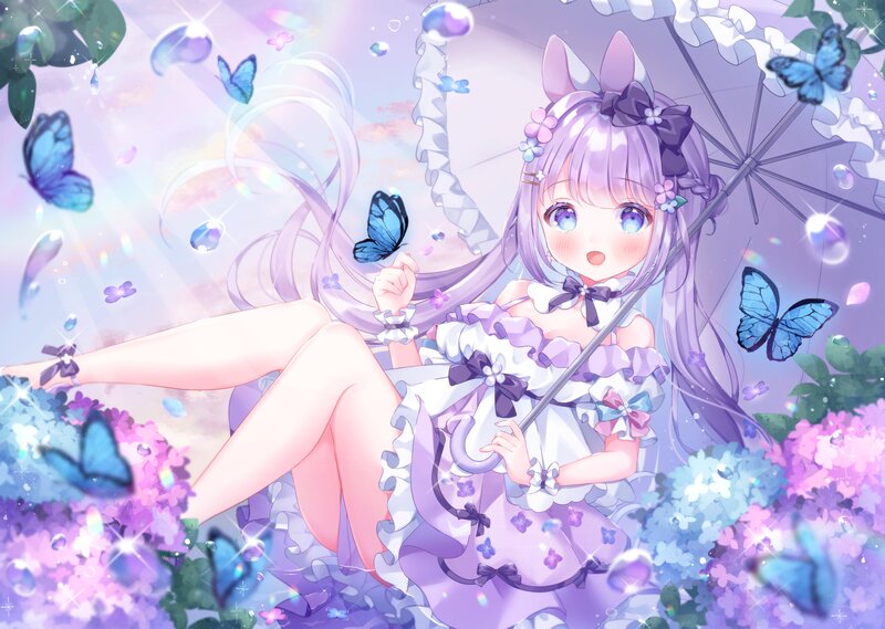 Purple-haired Girl with Umbrella — Purple, Dreamy